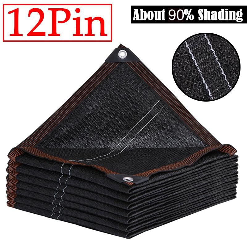 6x6m Sun Shading Ratio 90% Anti-UV HDPE Black Balcony Garden Greenhouse Succulents Pool Sunshade Sun Shade Netting 12 Pin 1x2m