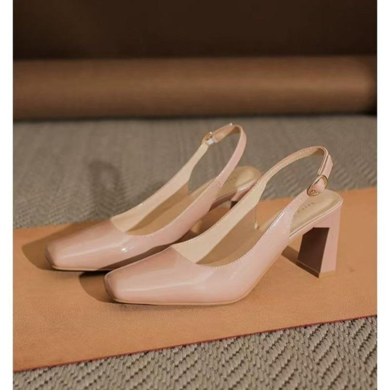 Fashion Thick High Heels Summer Wear Cool Temperament Single Shoes Soft Leather Bag-toe Sandals Women