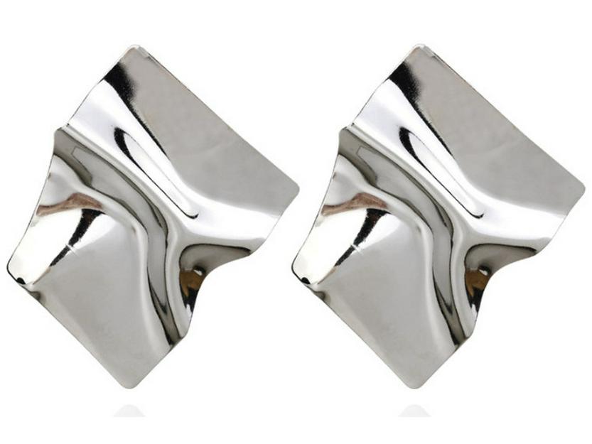 Trendy Geometric Irregular Metal Stud Earrings with Mirror Finish