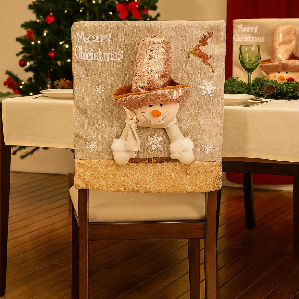 Soft Christmas Chair Cover Cartoon Seat Protector Simple Xmas Dinner Chair Seat Cover  Kitchen