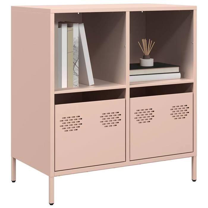 VidaXL Buffet rose 68x39x73,5 cm acier laminé à froid, meuble de rangement, meuble de rangement de cuisine, meuble de 851359