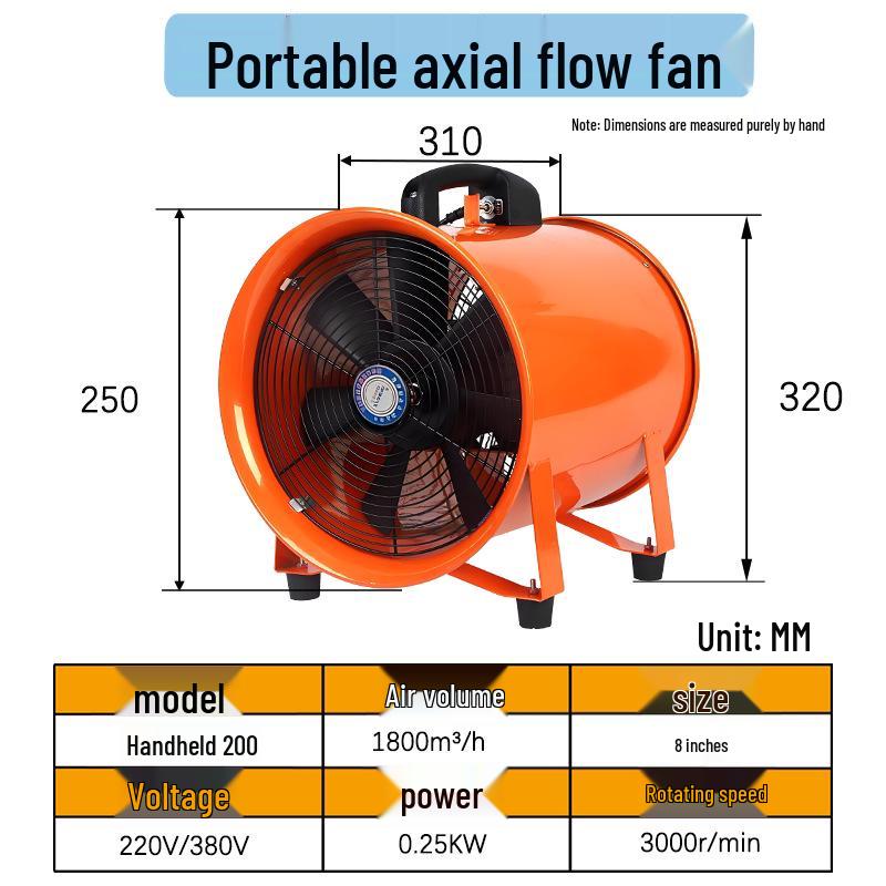 Explosion-Proof Portable 220V Axial Flow Exhaust Fan for Industrial Ventilation and Tunnel Spray Painting