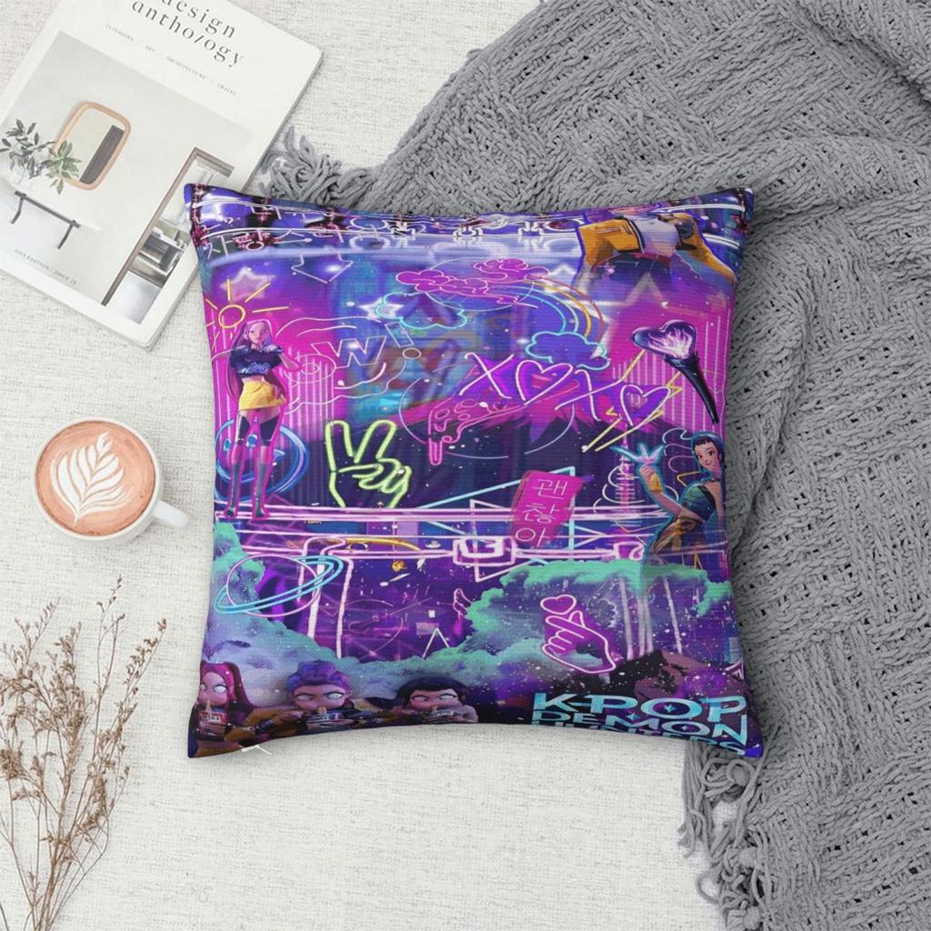 Y2K Home Kpop Demon Hunters HuntrixDecor Pillowcases Accessories Pillow Covers Zipper Multi Size