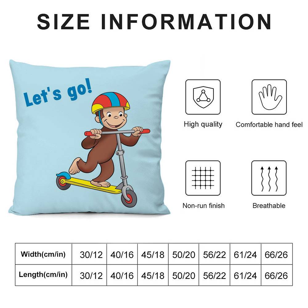 Curious G-George Cartoon Pillow Case Sofa Living Room Bedroom Double-sided Printing Square Cushion Nap Time Pillow Case