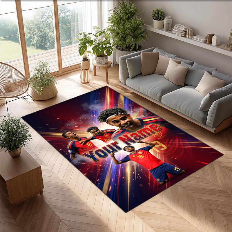 Lamine Yamal Printed Crystal Velvet Rug Non‑Slip Crystal Velvet Carpet For Sofa Bedroom Indoor Home Decoration