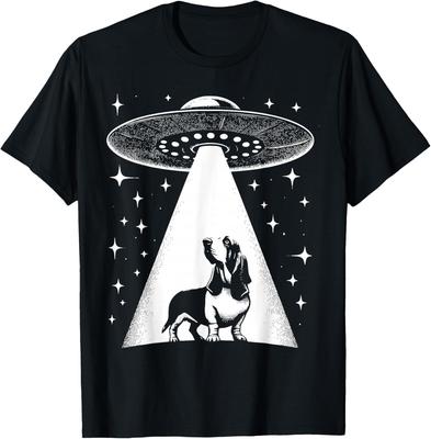 Basset Hound UFO Alien Entführung Grafik T-Shirt Lustiges Hunde-Liebhaber Geschenk T-Shirt