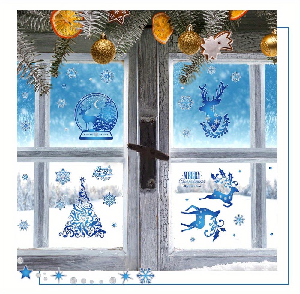 1pc Gold Powder Ice and Snow Santa Claus Glass Stickers Shop Window Decoration Atmosphere Electrostatic Stickers, Christmas
