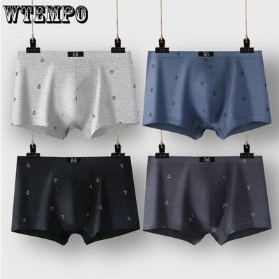 4 Stück Große Unterwäsche Herren Flachbein-Hose Locker und Bequem Hochelastischer Bund Boxer Brief