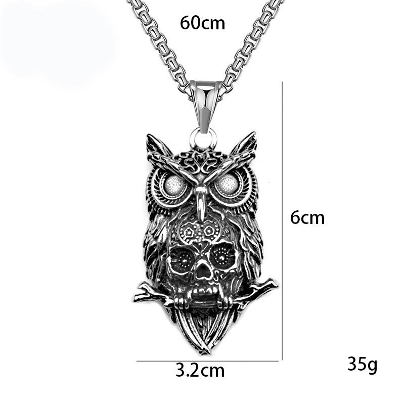Collier Crâne de Hibou Style Sombre, Pendentif de Tenue Artistique Rétro de Niche, Un Cadeau pour Mon Petit Ami