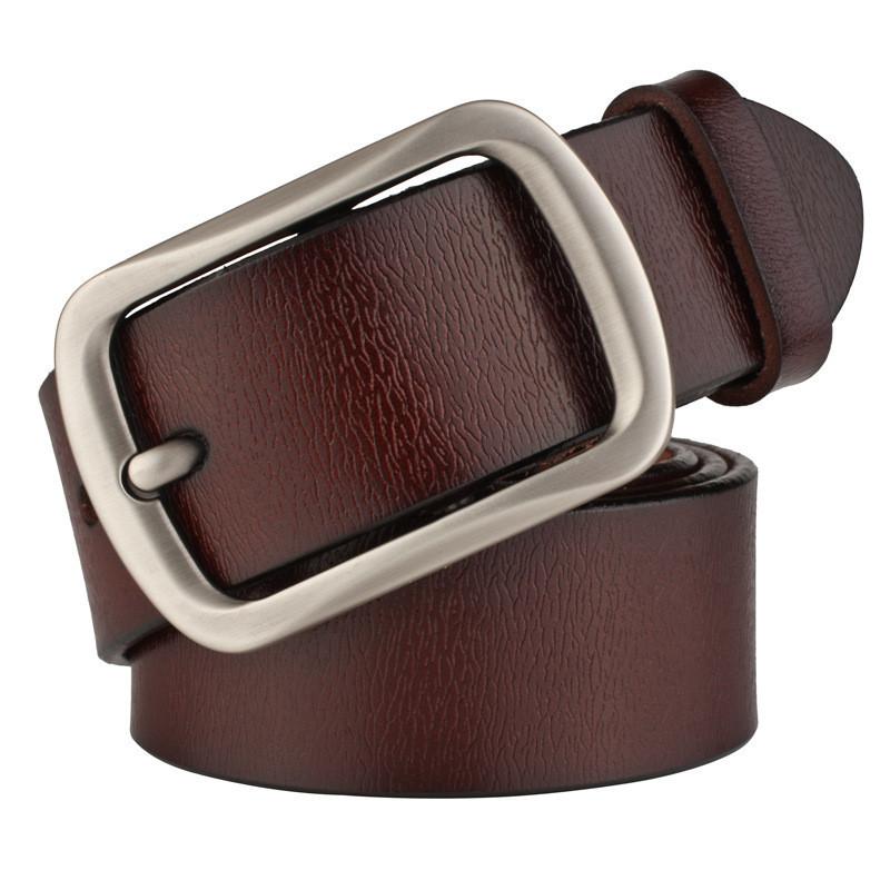 High-quality Men's Leather Belt With Copper Buckle Vintage Retro Style