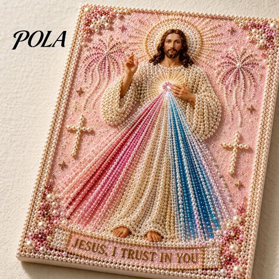 Kit Pittura Artistica Mary con Texture Perlescente 3D, Sacra Misericordia Gesù Fede Religiosa Kit Artigianale Fai da Te Finto per Adulti Principianti Decorazione Murale Cristiana