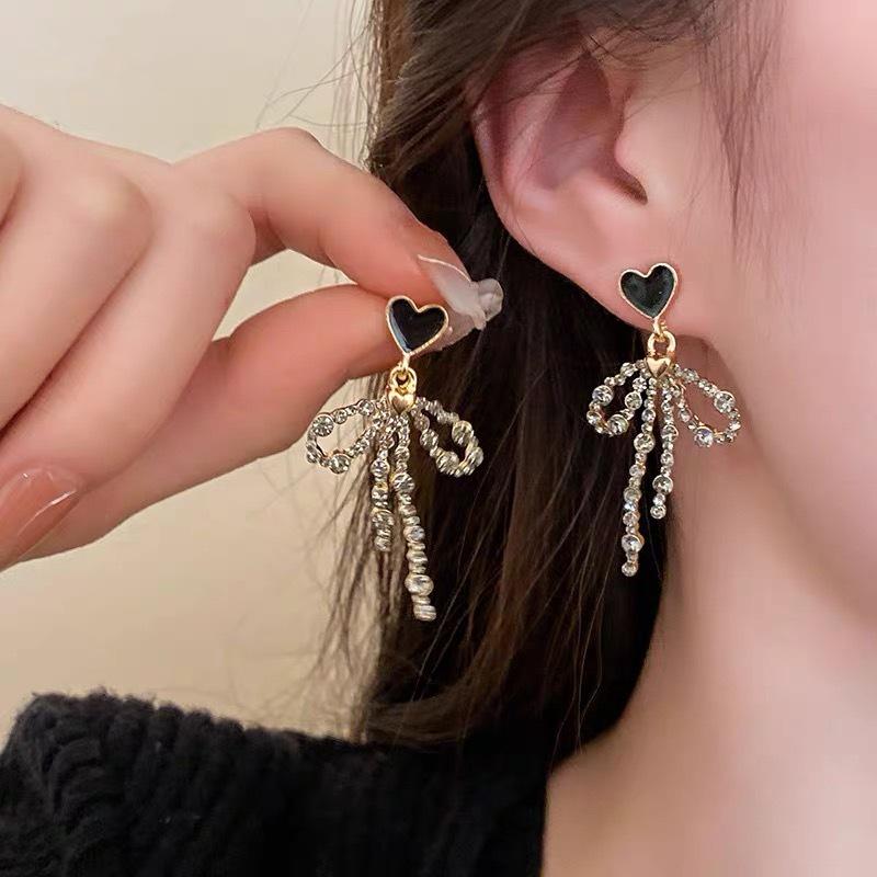 French Luxury Bow Pendant Earrings for Women - Elegant Design 2024