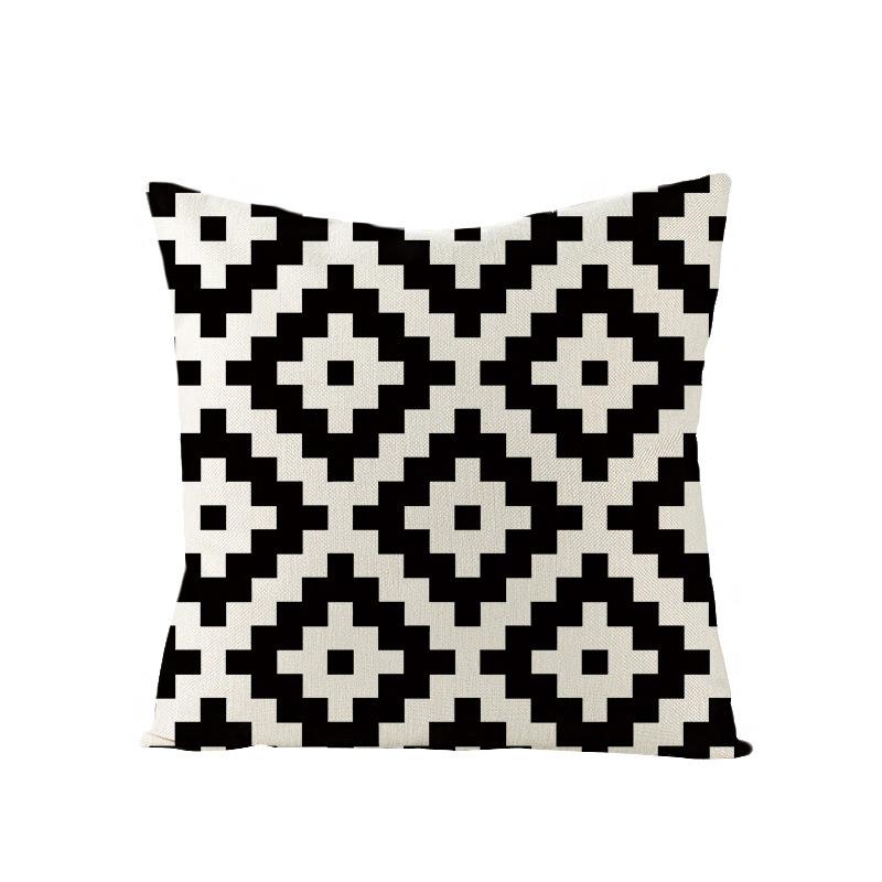 Black and White Nordic Simple Geometric Linen Pillowcase Modern Style Pillowcase Car Cushion Home
