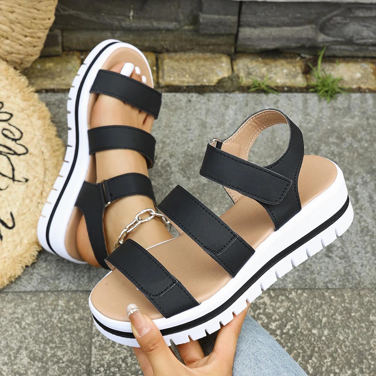 

Fashion Sandals Women New Summer Beach Lightweight Heels Sandals Summer Shoes for Women Wedge Sandal with Platform Wedges Shoes Female 43 чёрный