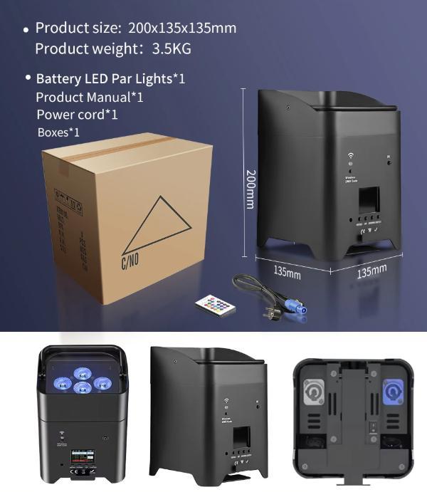 Battery Powered LED Par Lights Flightcase 6x18W RGBWA UV 6in1 Wifi Remote Phone APP&Wireless Controller Wedding Uplight DJ Atmosphere