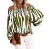Summer and Autumn New Striped Sexy Fashion One-shoulder Chiffon Shirt Shirt Women