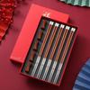 Red Sandalwood & 304 Stainless Steel Chopstick Set with Rest - Ideal for Home or Hotel