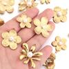 2Pcs Stainless Steel Pearl Flower Enamel Charms Exquisite Gold Color Pendant DIY Necklace Earrings Wedding Party Jewelry Finding
