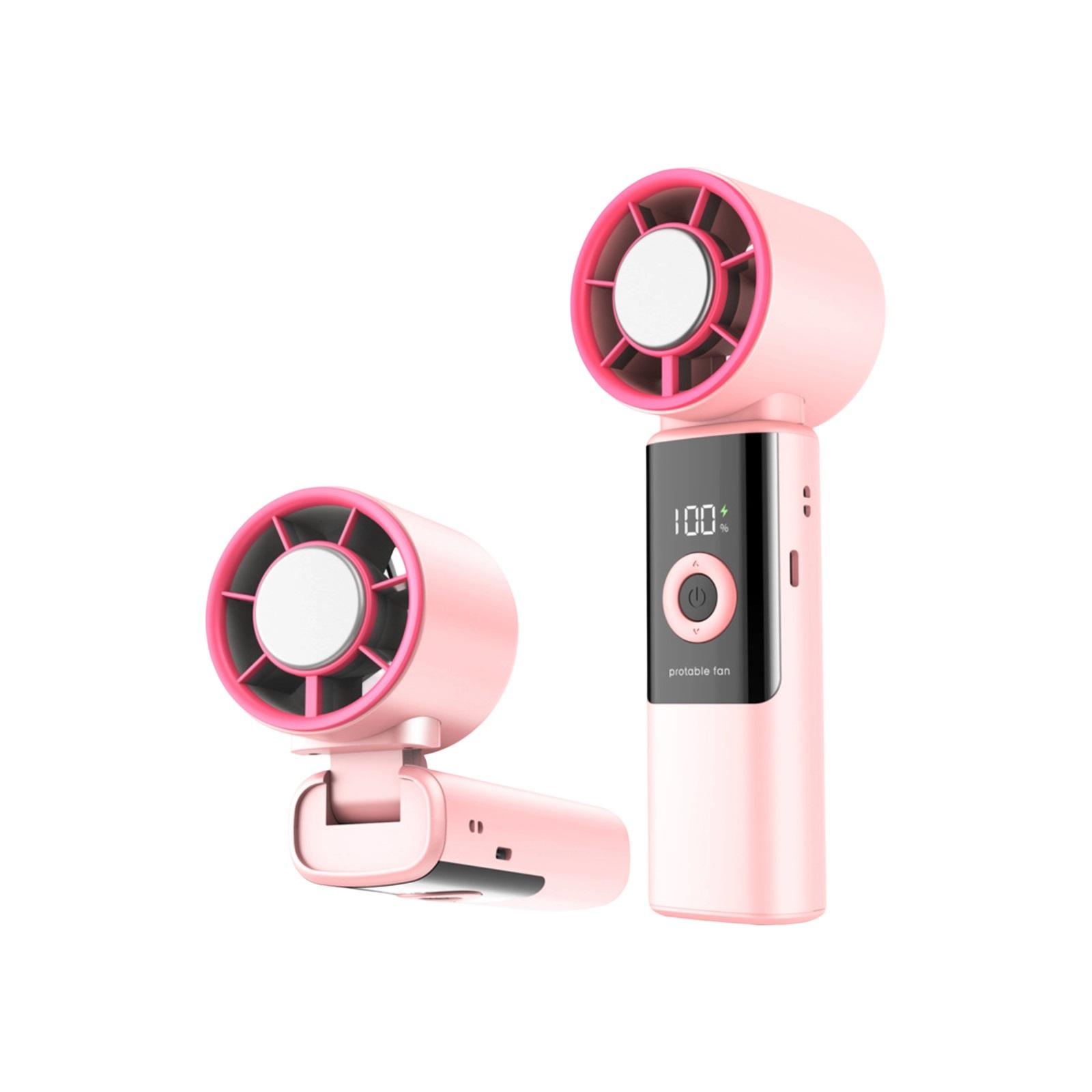 Handheld  Fan - With Digital Display, Semiconductor , Suitable For Outdoor Travel. One Size розовый