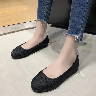 2024 New Flat Bottom Round Head Women's Single Shoes Shallow Mouth One Step Casual Single Shoes for Women