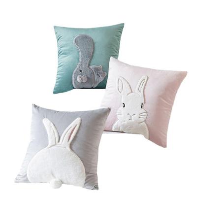 1pcs Cartoon Rabbit Cat Embroidered Cushion Pillow Cover Cute Home Sofa Decorative Cushion Case Gorgeous 45cm Soft Pillowcase
