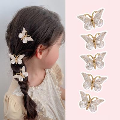 5 PÇS Presilha de Cabelo Infantil Borboleta Fofa, Acessório de Cabelo Gradiente Macaron, Acessório de Cabelo Doce Estilo Princesa para Meninas