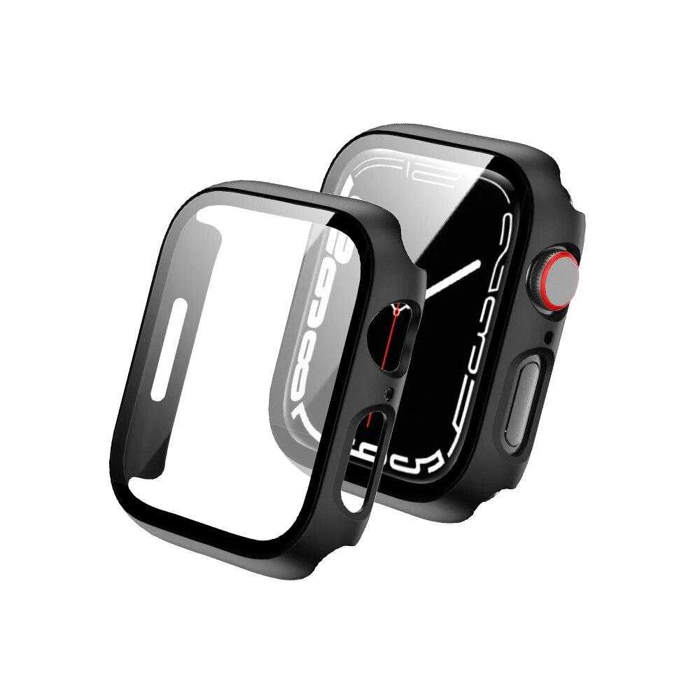 Tempered Glass+Cover For Apple Watch Case 45mm 41mm 44mm 40mm 42mm Screen Protector Apple Watch Accessories Serie 9 4 5 6 SE 7 8
