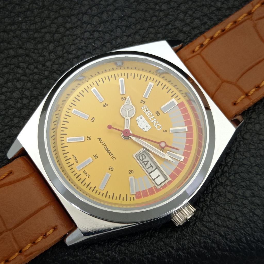Seiko 5 AUTOMATIC VINTAGE REFURBISHED 6309A JAPAN MENS YELLOW WATCH A440890-4 Sk-a440890