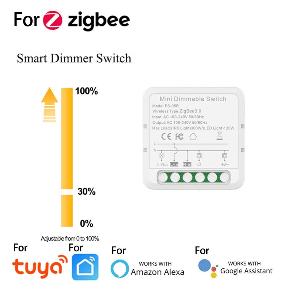 For Tuya For Zigbee LED Dimmer Switch Dimmable Builtin Switch 100240V Compatible with Voice and TuyaSmart App Control