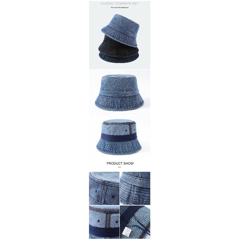 Denim Eimerhut, gewaschener und distressed Denim Hut, Outdoor Sonnenschutz Basin Hat für Männer und Frauen