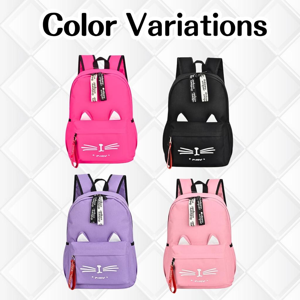 [YOUSTEP] Cat Backpack, Cat Pattern Bag with Cat Ears, Cute, Lightweight, Large Capacity Bag for Girls (Light Pink)