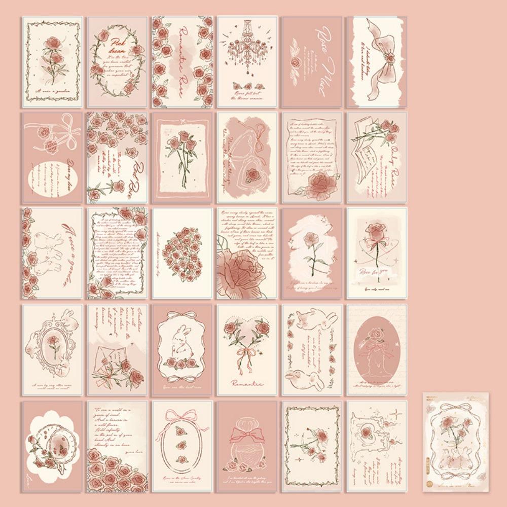 

30 шт./набор Красочный настенный плакат Поздравительные открытки Винтажная серия Плакаты для комнаты Декор Фотореквизит розовый