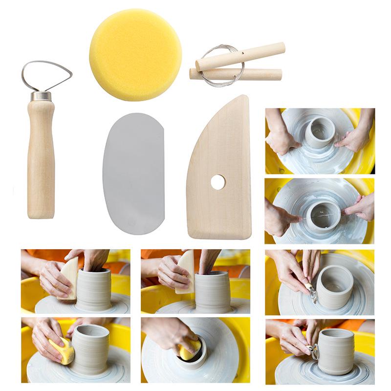 42-Piece Pottery Tool Set: Clay, Stone, Carving Knives, Cutting Tools, Scrapers, DIY Silicone Dotting Pens