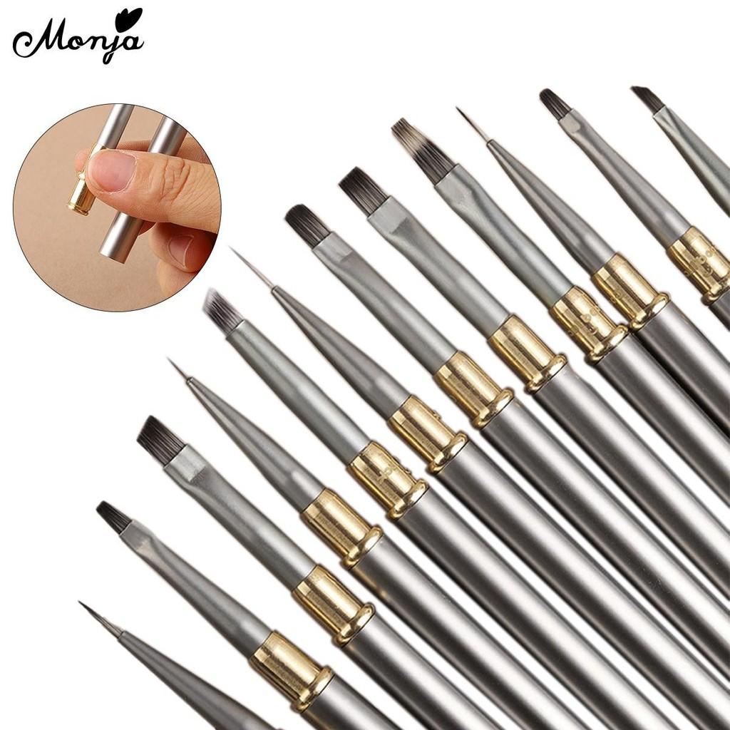 monja Nail Art Brush Stripes Thin Liner Floral Painting Drawing 6 Styles Heads French Gradient Crystal Acrylic UV Gel Extension DIY Manicure Tools