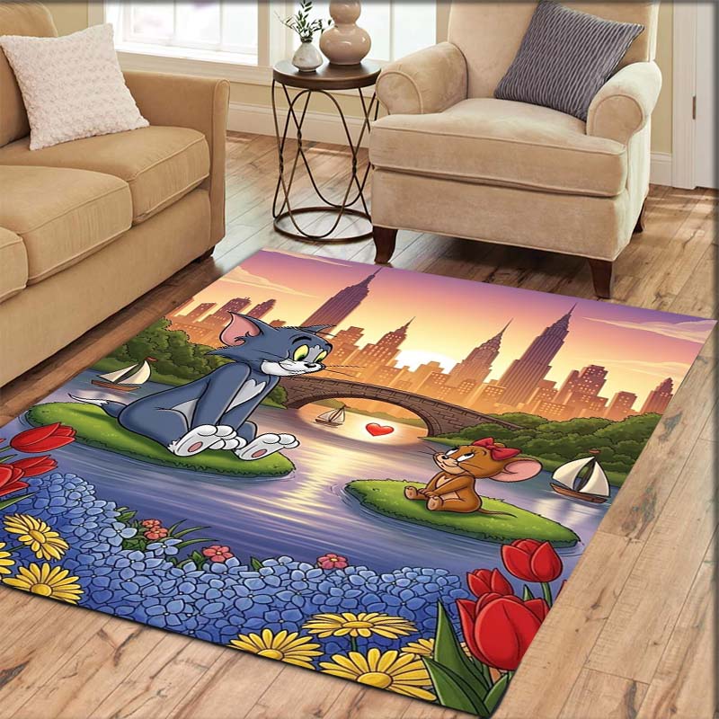 

Tom and Jack Cartoon Print Home Bedroom Living Room Floor Mat - Non-slip and Stain-resistant Rug, Room Floor Decoration 60x90cm