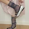 Summer Mesh Thin Leg Warmers Floral Print Thin Foot Covers Stepping Middle Tube Socks Lolita Sweet Girls Leg Warmers Calf Socks