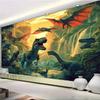 Kids Dinosaur Sunset Tapestry, 150x100cm Tropical Jungle Waterfall Jurassic Landscape Wall Art for Bedroom, Living Room