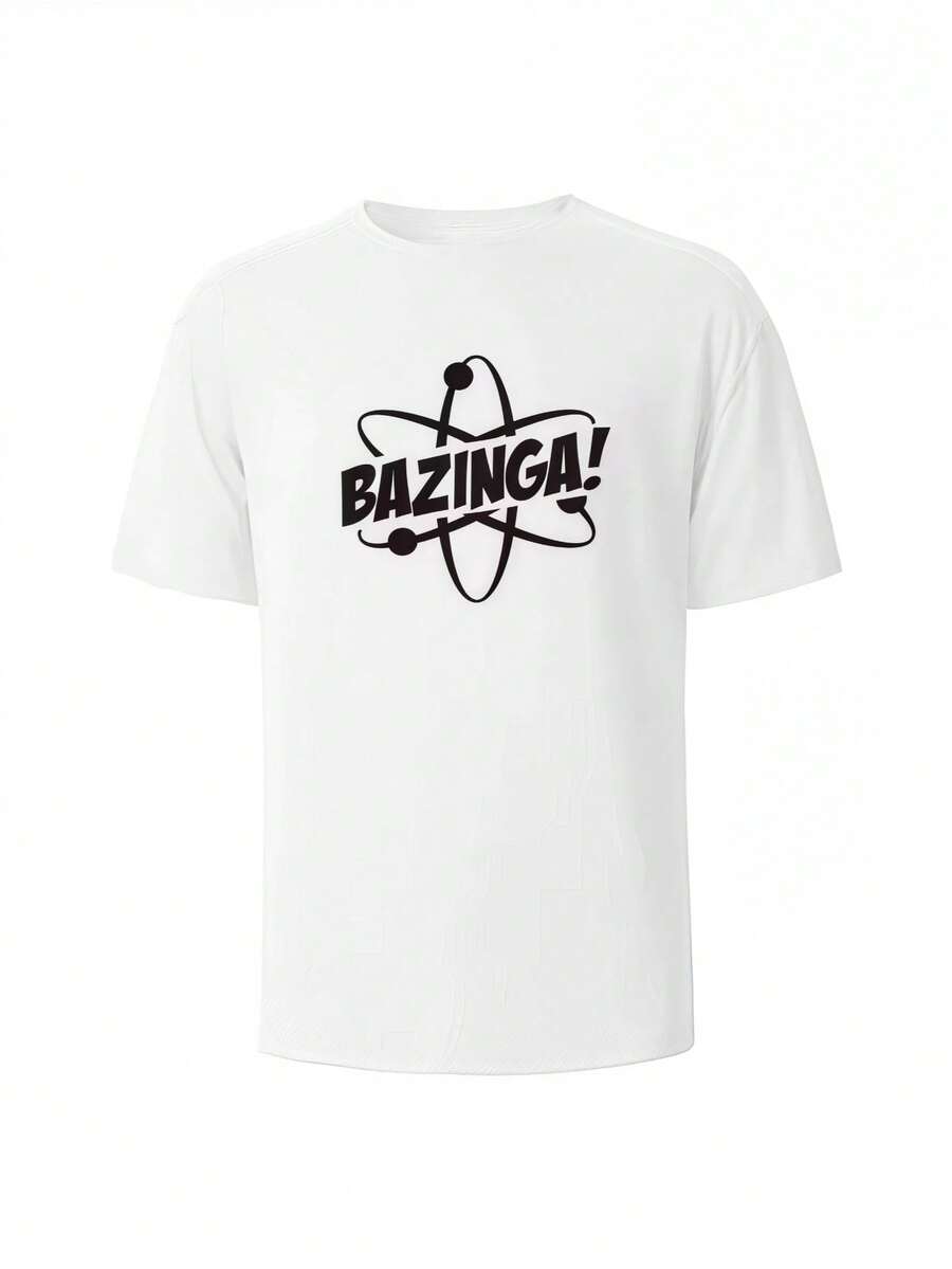 

Bazinga Print T-Shirt Summer Tees For Unisex O-Neck Oversize Casual Short Sleeved Top S