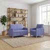 2 Piece Storage Sofa Set in Jeans Blue Polyester