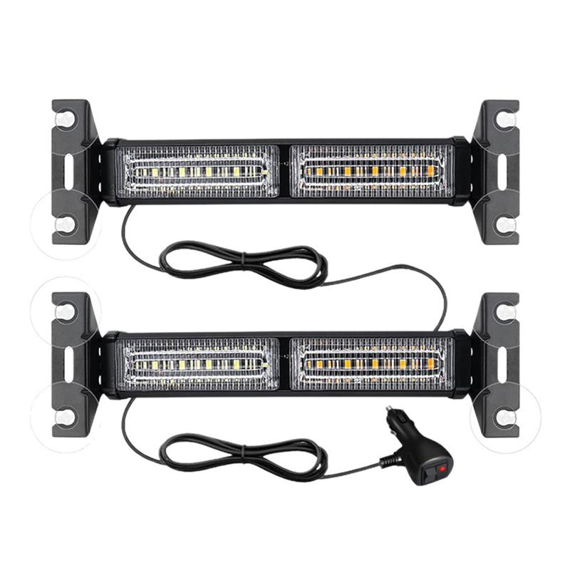 A16P-LED Emergency Strobe Light 18 Flashing For Car Warning Light Safety Windshield Lamp 12-30V For Car ATV UTV Trucks