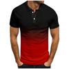 Men's Fashion Casual Short Sleeve Gradient Printed Lapel T-Shirt Tops