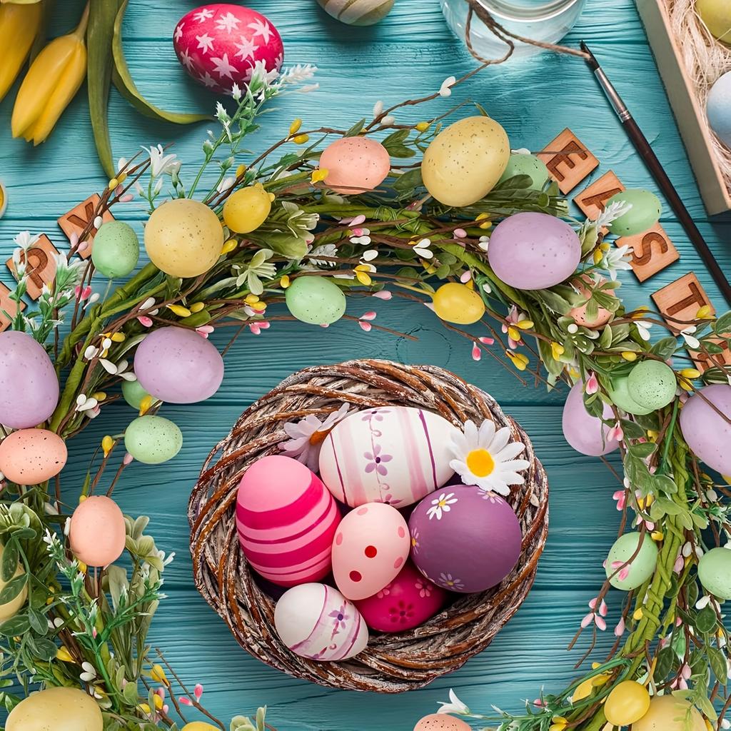 Colorful 5.9ft Artificial Easter Egg Wreath - Rustic Spring Vine Decoration for Holiday & Table Centerpiece, Decoration, 1pc