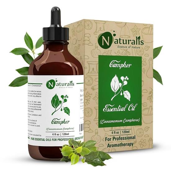 

Naturalis Camphor Oil - Pure and Natural Steam Distilled Camphor Essential Oil for Skin, Hair and Aromatherapy - Camphor Mosquito Repellent - 120ml 120ML