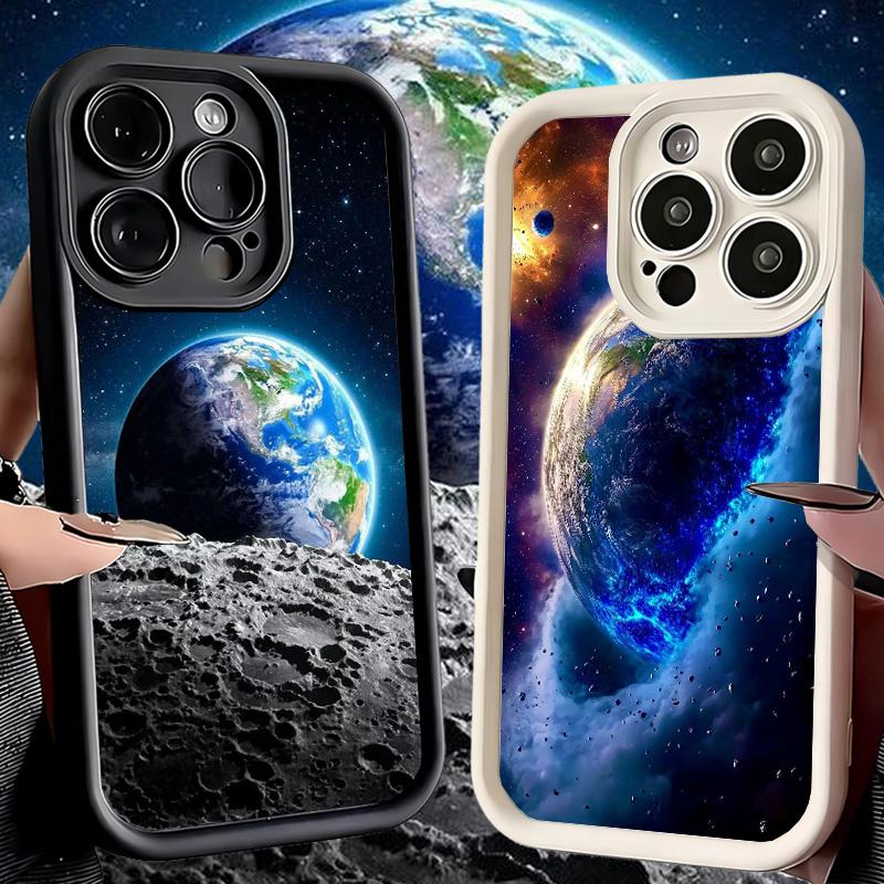 Phone Case for iPhone 17 Air 16E 15 16 Pro Max Earth Stars Space Universe Cover 14 Plus 13 12 Mini Soft Shell Silicone Fundas
