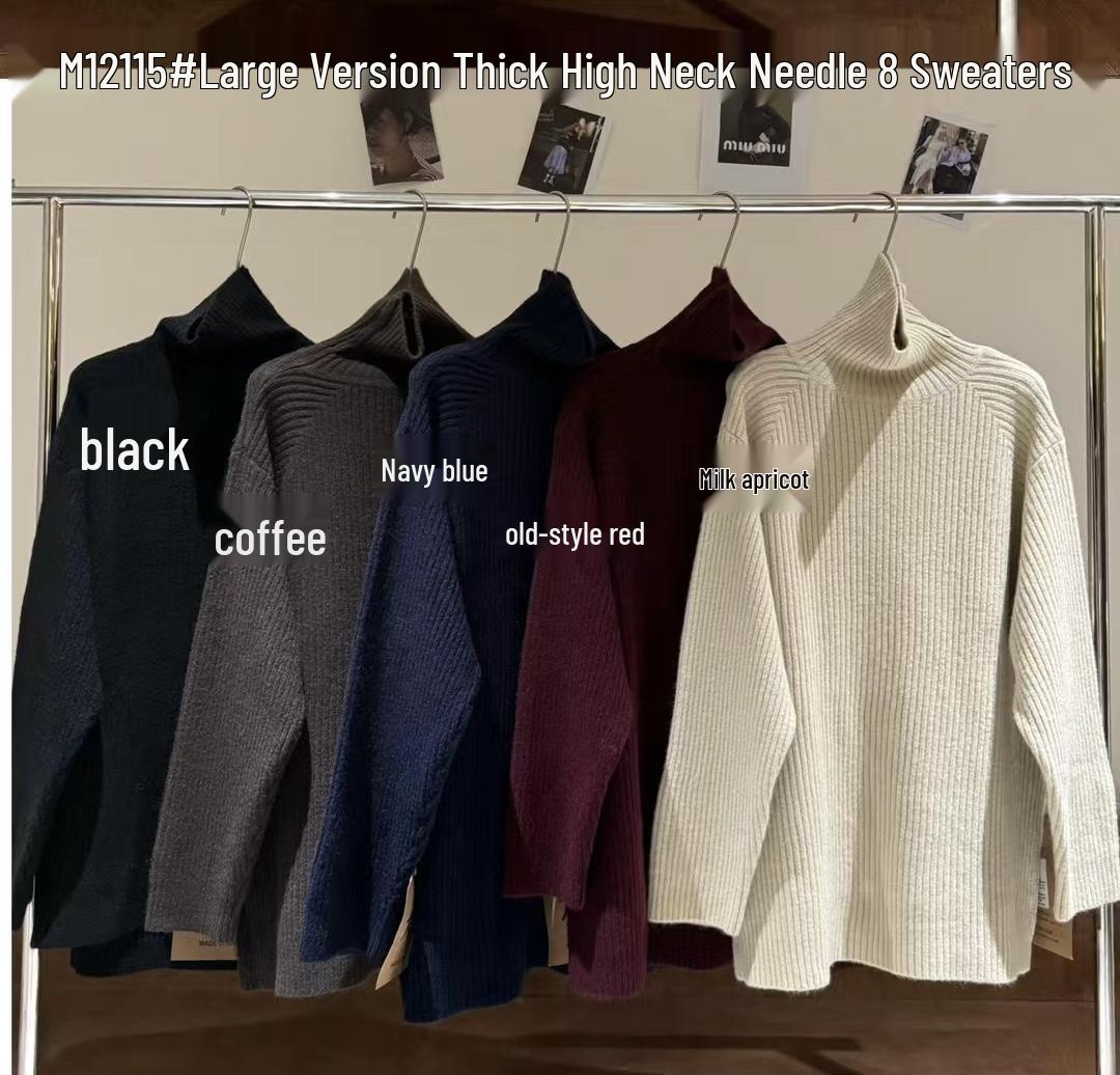 

Женский пуловер DA7 большого размера в корейском стиле с высоким воротом, вязаный свитер One Size