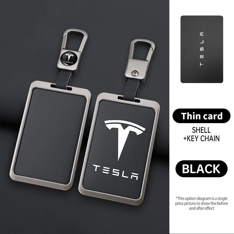NJUT5 For Tesla Model 3 Model Y Fashion Zinc Alloy Car Smart NFC Card Key Case Cover Shell Keychain Protection Auto Styling Accessory