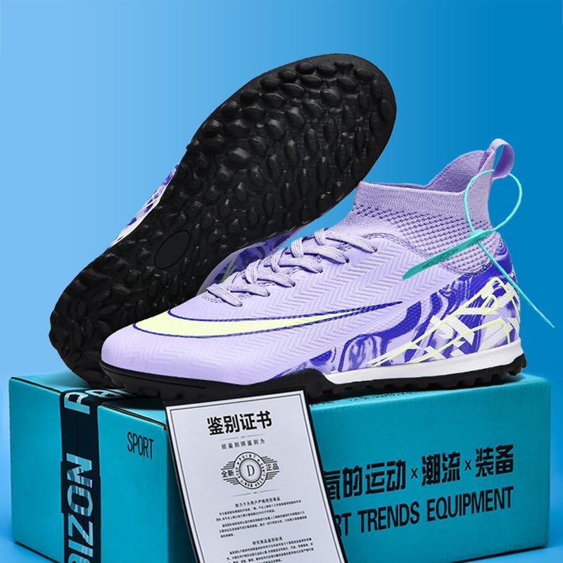 Nowe męskie i damskie buty piłkarskie z wysoką cholewką na długie łamane paznokcie, dziecięce buty sportowe na zewnątrz, profesjonalne buty piłkarskie