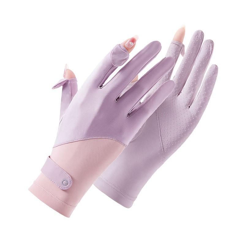 UV Protection Driving Gloves Women Lightweight Ice Silk Long Finger Anti-Slip Touchscreen Compatible Outdoor Cycling
