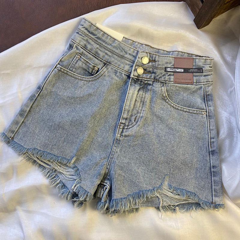 High Waist Ripped Denim Shorts: Women's A-Line, Loose Fit, Super Short Hot Pants for Summer