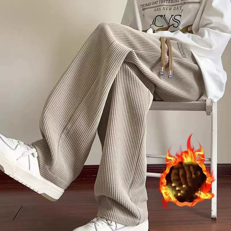 

Autumn and Winter High-End Corduroy White Men s Pants Large Size Sport Casual Pants Straight Leg Bell Bottoms Male S хаки